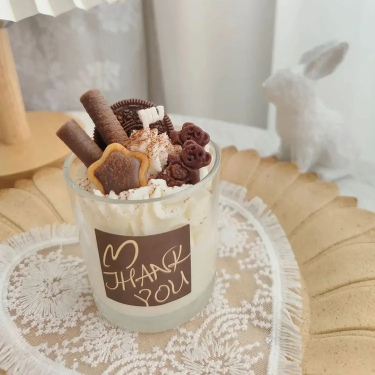 DIY Soy wax Simulated ice candle with glass cute food candle for gift ice cone dessert candles