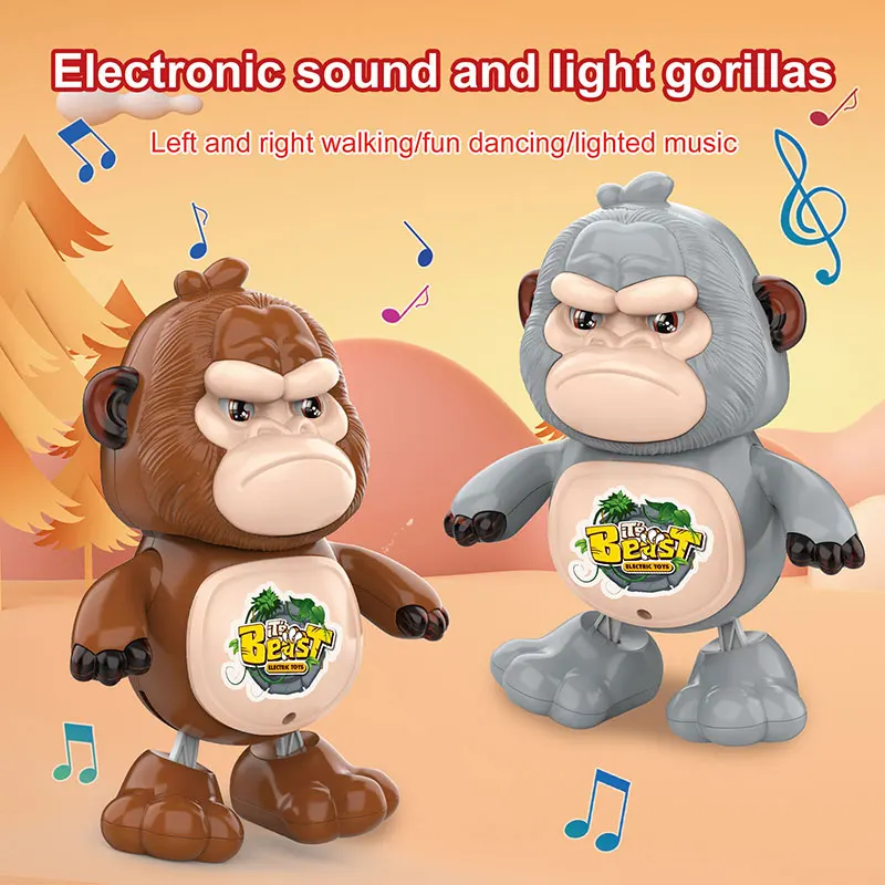Cute Gorilla Animal Walking Musical Toys Educational Baby Dancing Robot Toys for Kids