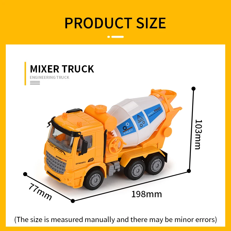 1:40 six-wheel driving simulated friction mixer truck construction vehicle engineering series car toys for boy