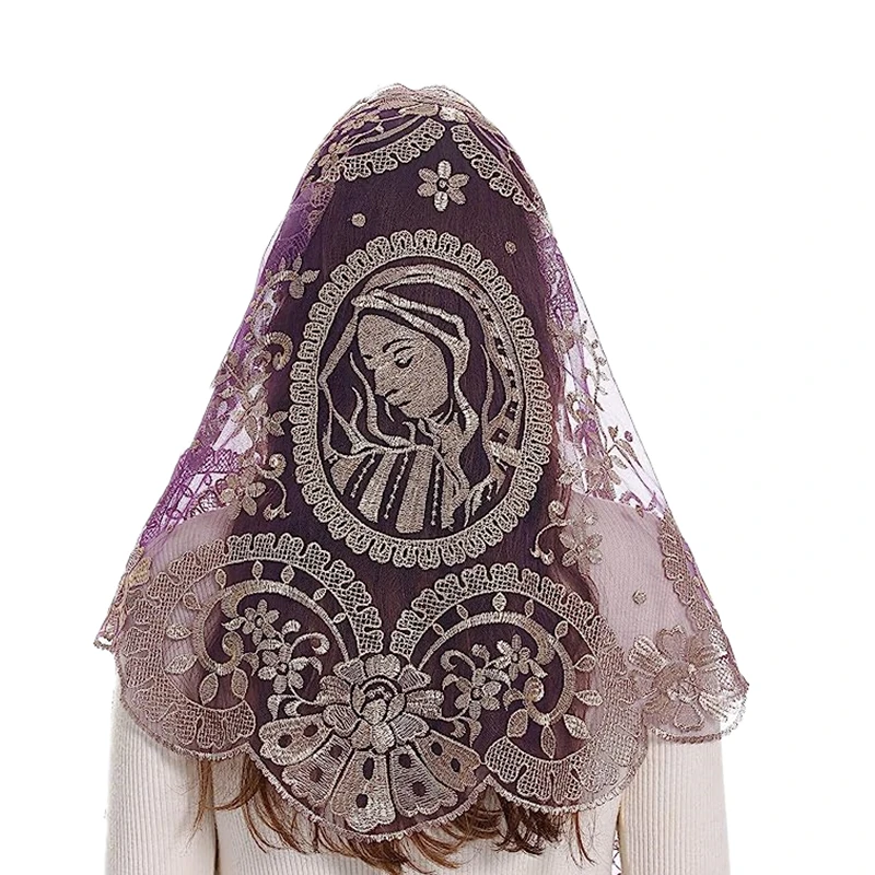 Embroidery High Quality Traditional Spanish Style Lace Mantilla Catholic Church Veil