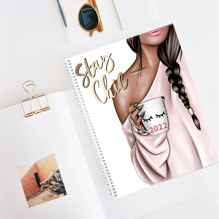 Journal supplies 2022 spiral notebook leisure girl planner diary Planner custom printing endnote diary gifts custom notebook