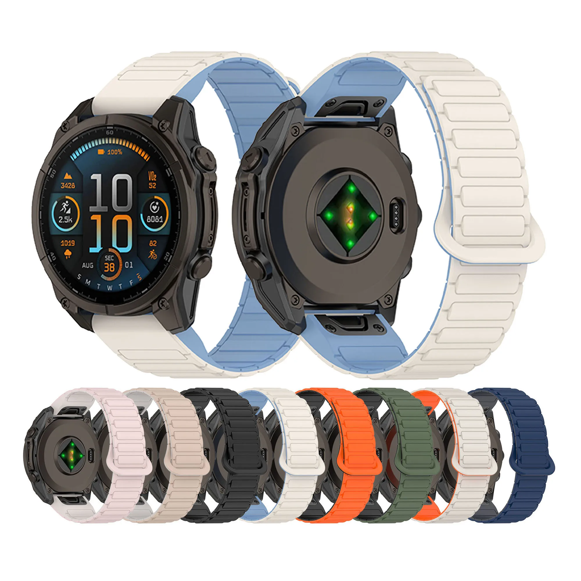 ShanHai 20 22 26mm Magnetic Silicone Strap For Garmin Fenix 8 7 Fenix 6 GPS 5 5 Plus Band Forerunner 935 945 Quick Fit Bracelet