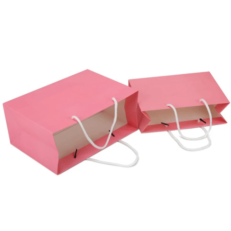 Personalized Printing Kids Diva Jewellery Boutique Necklace Purse Bedding Packaging Custom Logo Small Gift Pink Paper Bags