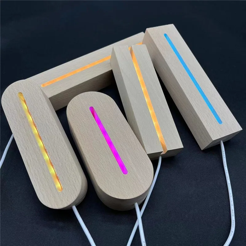 2024 Hot Sale Popular USB  Led Base Light For Acrylic Rectangular Wooden Base Lamp Led Base Light For Acrylic