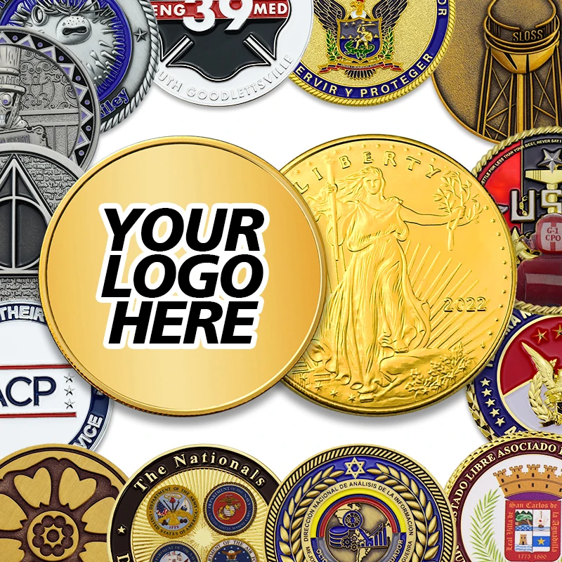 Custom Metal Brass Copper Bronze Challenge Coin Laser Logo Engraving Or Print Blank Coin