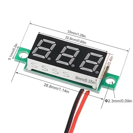 3 провода 12V 24V 48V 0 36 дюймов Мини цифровой вольтметр 0-100V DC Вольт измеритель напряжения Светодиодная панель Электрический