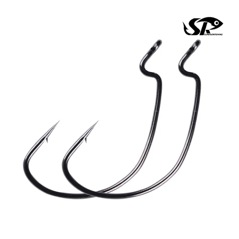 SUPERIORFISHING 1/0#-7/0# Bulk Fishing Worm Jig Head Soft Bait Fishing Hook 1X 2X Carbon Steel Rustproof Hook T409
