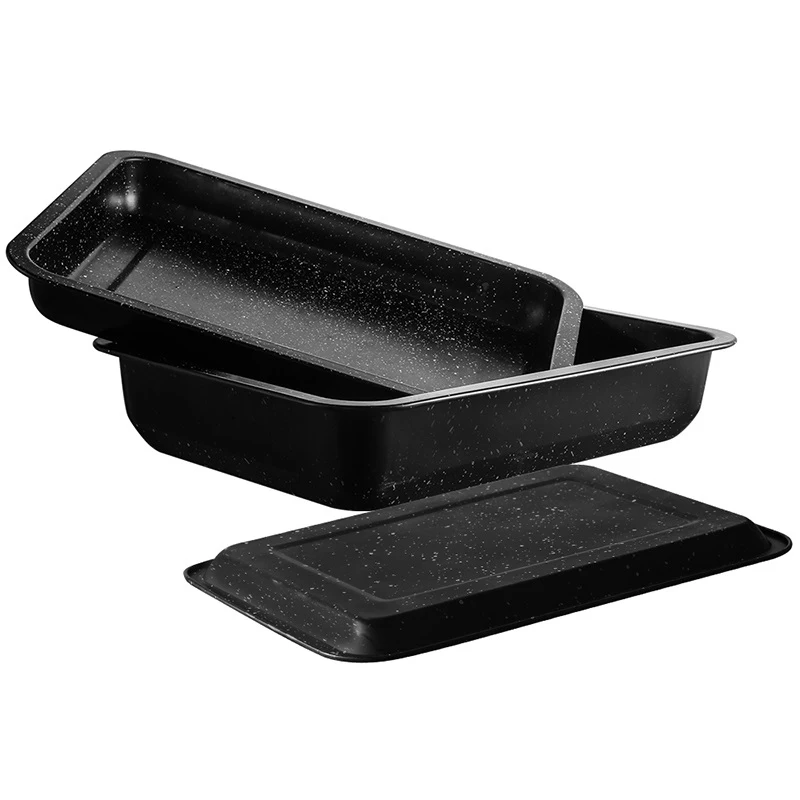 
Eco Friendly Stainless Steel Rectangular Tray Black Oven Cake Pan Cookie Baking Tray Pizza Pan 