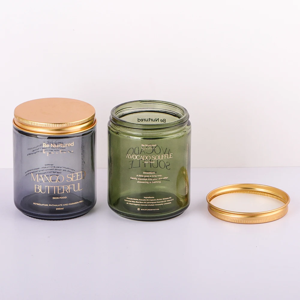 Wholesale Customized Luxury 250ml Cylinder Clear  Amber Green Glass Christmas Candle Jars And Aromatherapy Jar Packaging
