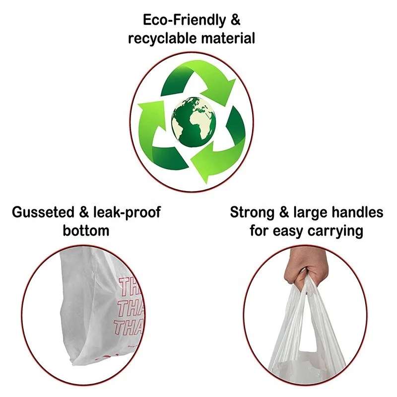 Free samples 6 inch custom print disposable takeaway food packaging Plastic Shopping bags