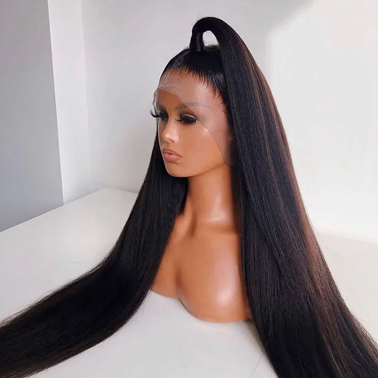 Straight glueless peruvian natural virgin hair pre pluck wig vendors transparent HD full lace front brazilian human hair wigs