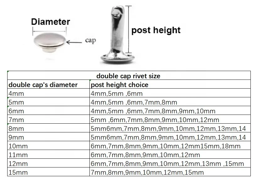 custom double cap metal denim rivet bag rivet for clothes