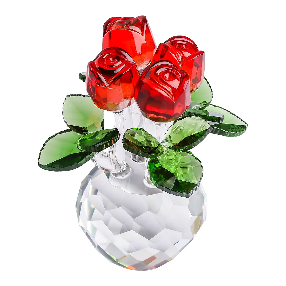 2024 New Product Ornament Souvenir Valentine Gift Figurine High Quality Crystal Rose Flower