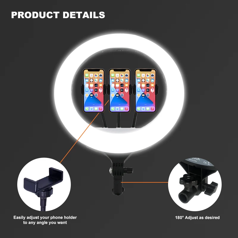 16 inch YQ 420A YQ420B Ring Light with Phone Clip Holder Stand Selfie Colorful Ring Lamp tripod stand for makeup,photography