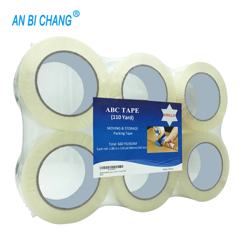 6 rolls Shenzhen Factory BOPP transparent packaging packaging tape with wrap for Amazon