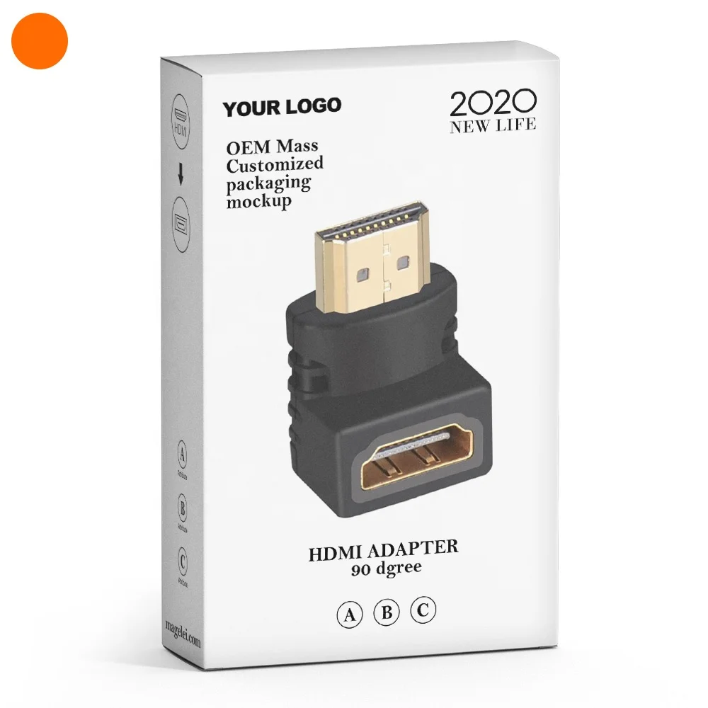  Позолоченный OEM HDMI удлинитель 1080P штекер на гнездо 90 градусов прямоугольный разъем адаптер конвертер