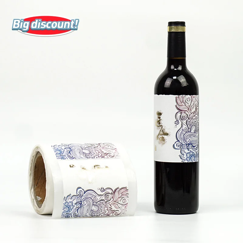 Wholesales Custom Silk Screen Printed Adhesive Vinyl Transparent Wine Bottle Stickers Label