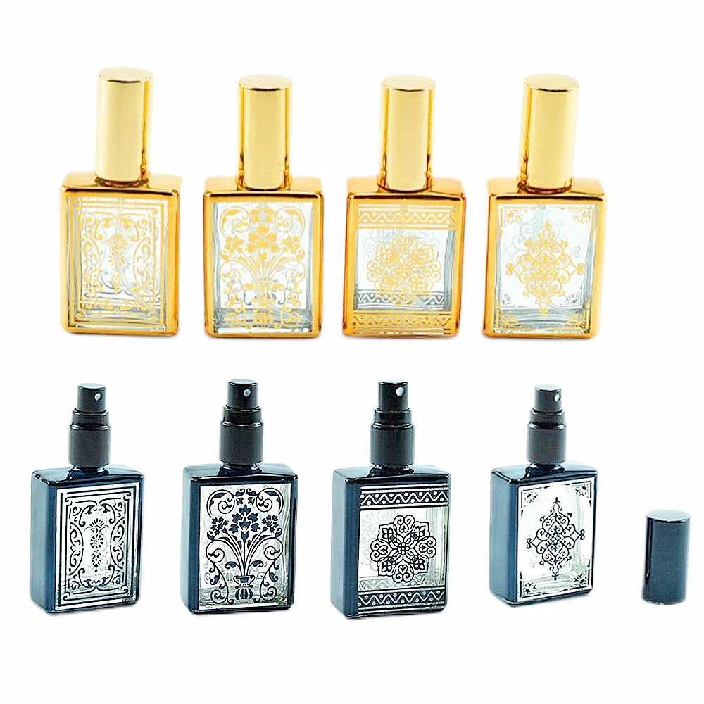 15ml spray glass bottle/bottles gold/black for cosmetics water