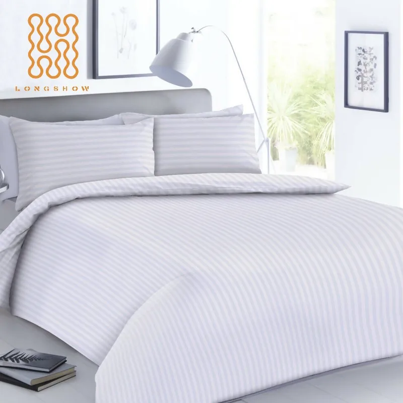 China manufacturers Luxury 300T white 3CM satin stripe Solid Color Duvet Cover Without Filler