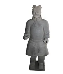 Vintage Chinese Clay Terracotta Warrior Soldier Figure Statue General in Robe for Home Decoration