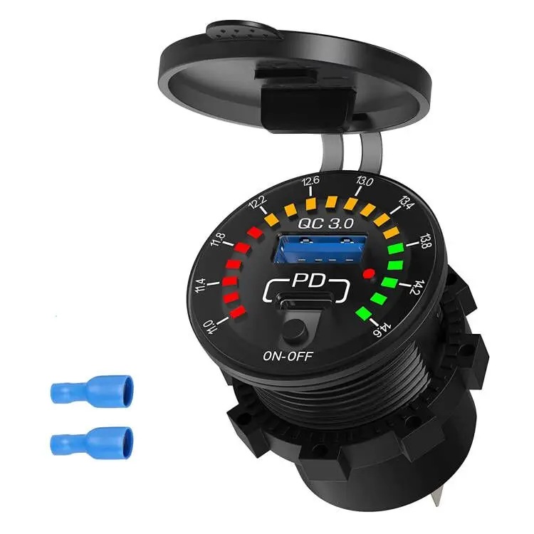 QC3.0 and PD two-port car charger universal in car usb Quick charge socket