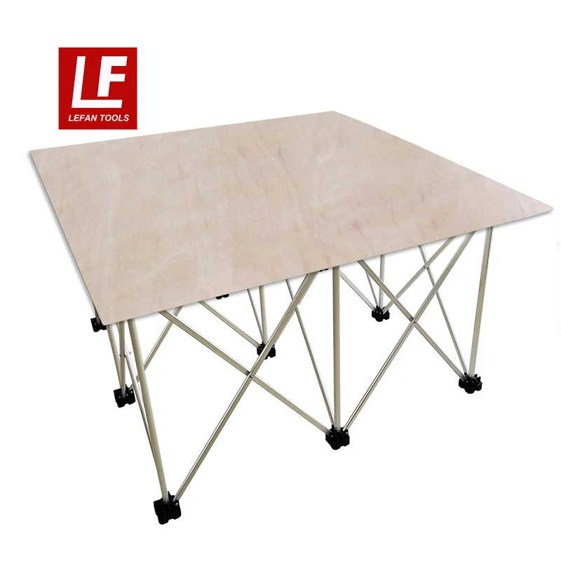 Folding Wood Working table with 9 stand legs outdoor using