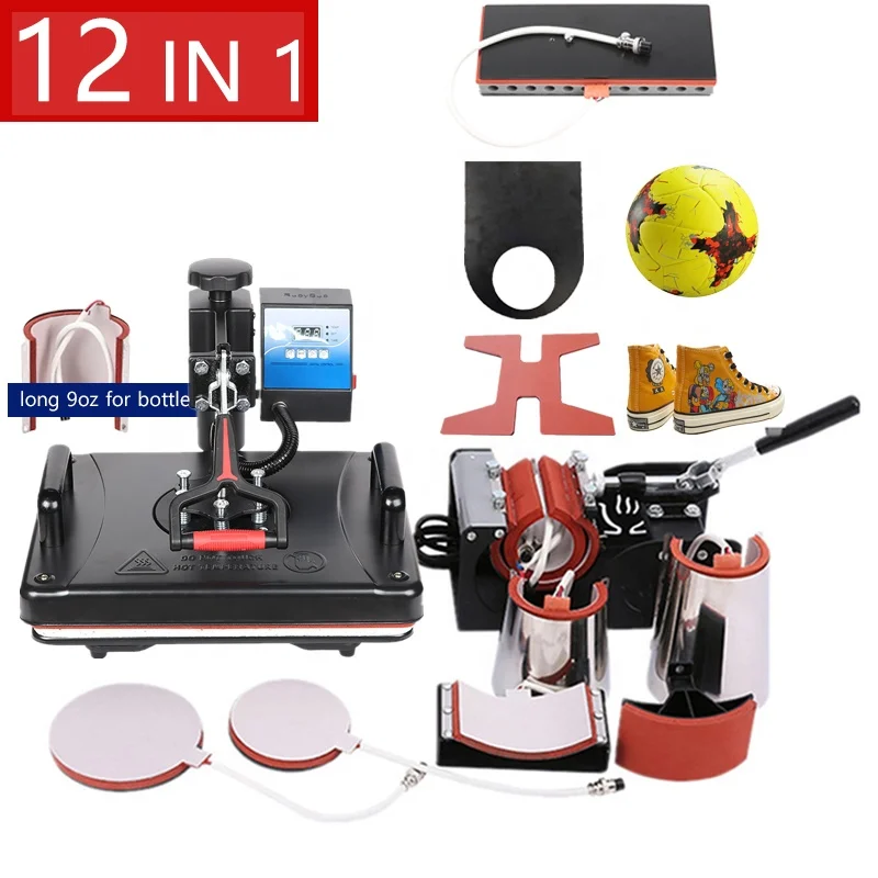 Single Display 12  In 1 Heat Press Machine Sublimation Machines For Mug/Hat/T Shirt/Pen/Football/Volleyball