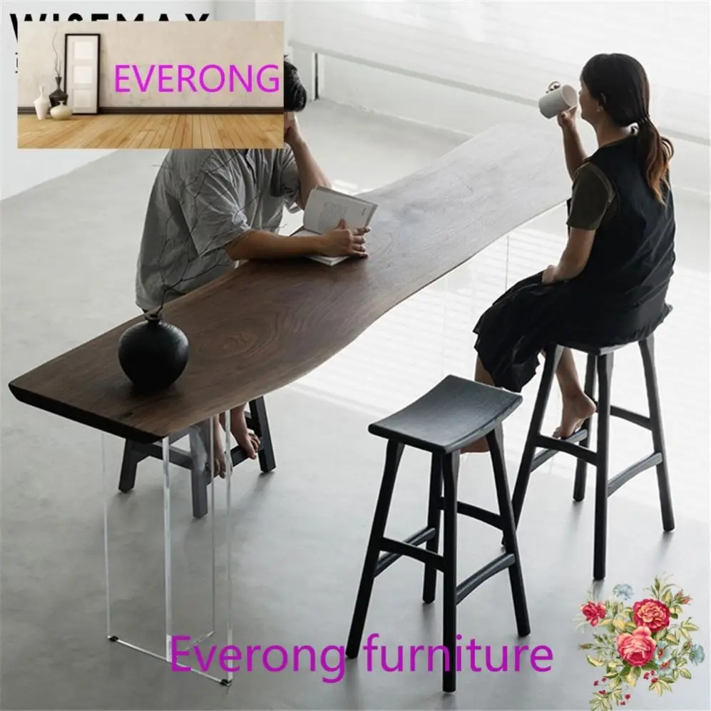 EV FURNITURE Japanese Style Restaurant Furniture Home Wood Dining Chair Solid Ash Wood Bar Stool Optional Bar Chair Design