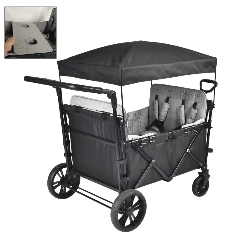 All Terrain Custom Baby Wagon Stroller Toy Outdoor Cart Wagon For Children 4 Kids With Canopy