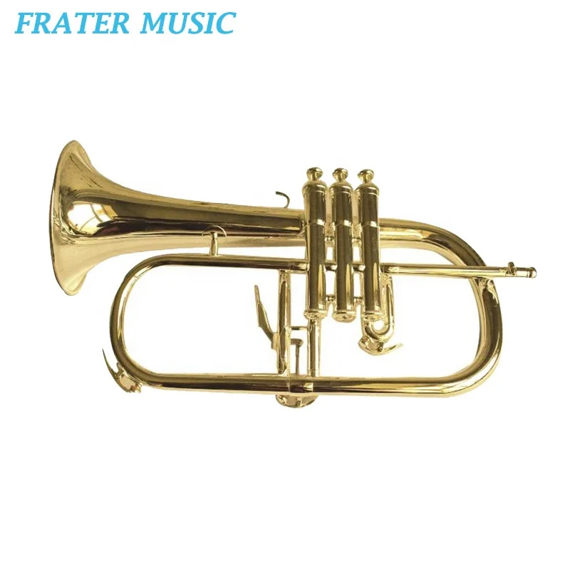 
Best selling price Gold lacquer Yellow brass body & bell Bb tone Flugelhorn (JFG-110) 