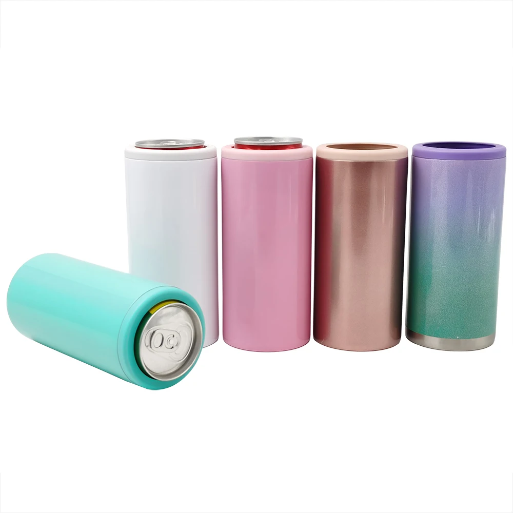 Stainless Steel Double Wall Vacuum Insulator Slim Skinny Can Cooler for 12oz Slim Cans  keep cold drink bottle coke cans