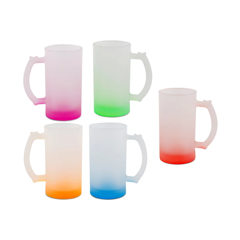 DIY blank sublimation 16oz Drinking Glasses beer cups with handle For Heat Press Printing for Water, Beer,iced coffee, soda