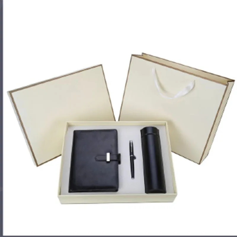 business gift set luxury custom logo A5 notebook pen vacuum cup 3 in 1 gift sets for VIP client