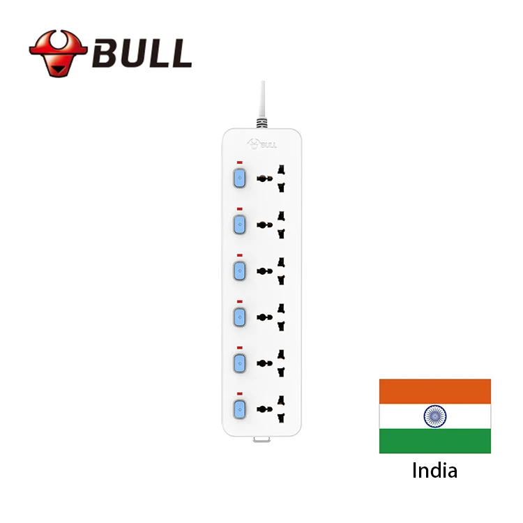 
Wholesale products India South Africa standard 6 way 6 Switch 5 m power cord electrical outlet multi plug surge protector 