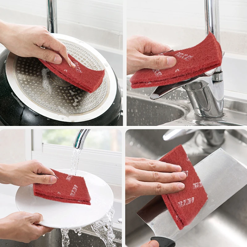 Щетки для мытья посуды, моющие прокладки, эмеричные чистящие средства, раковины, горшки, плиты, очистители стаканов, инструменты для уборки кухни и бара