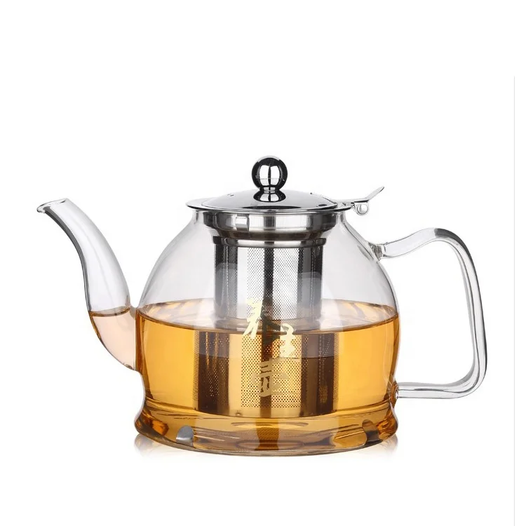 1200ml Transparent high borosilicate teapot heat resistant glass tea pot with infuser