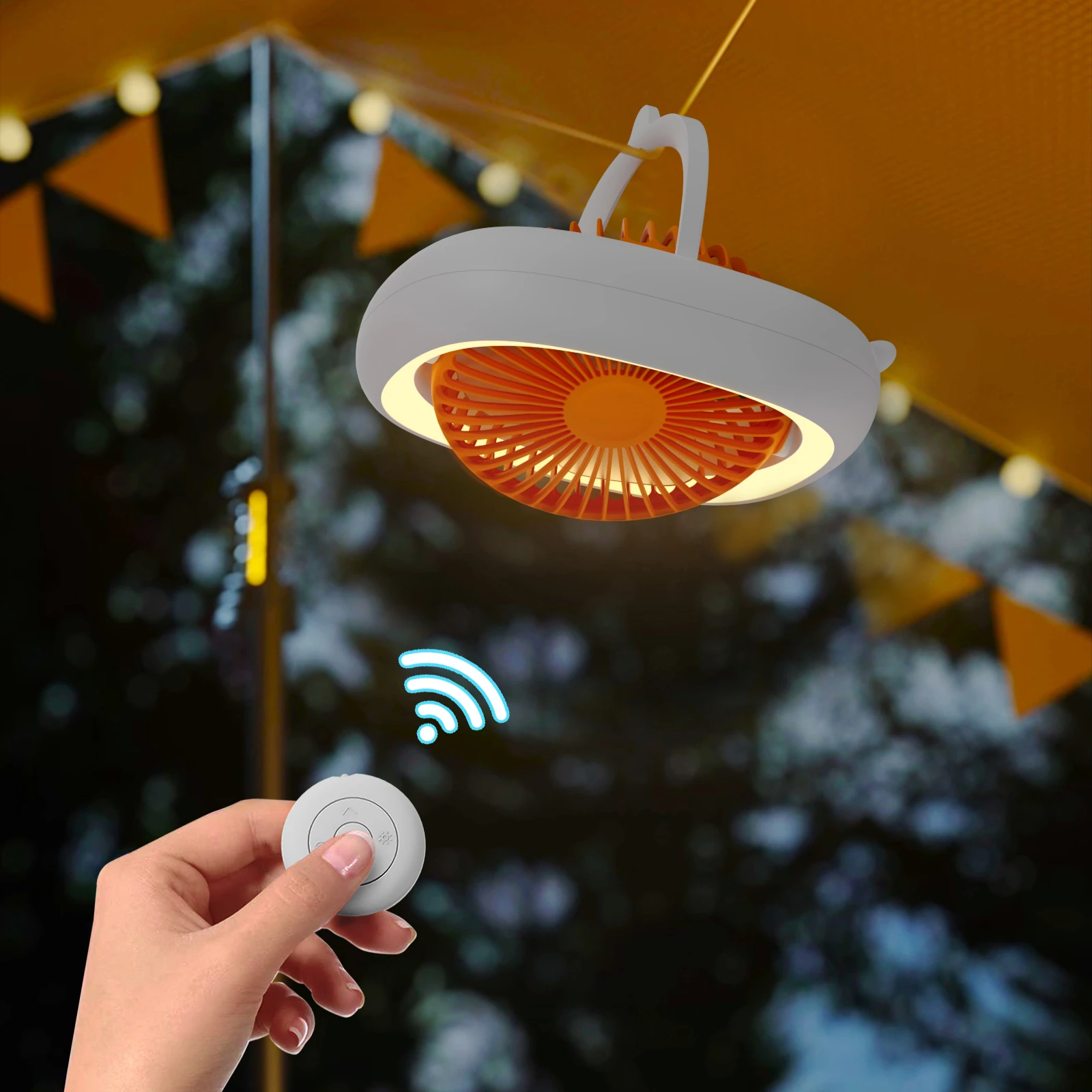 Outdoor Desk Hanging Fan Foldable Dc Brushless Fan New Design Small Folding Rechargeable Cooling Table Fan With Led Light