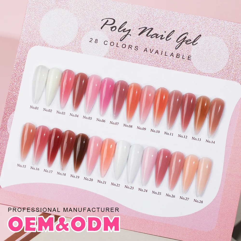 Hot selling nude polygeling 30ml uv build gel acrylic gel  28 colors for nail extension