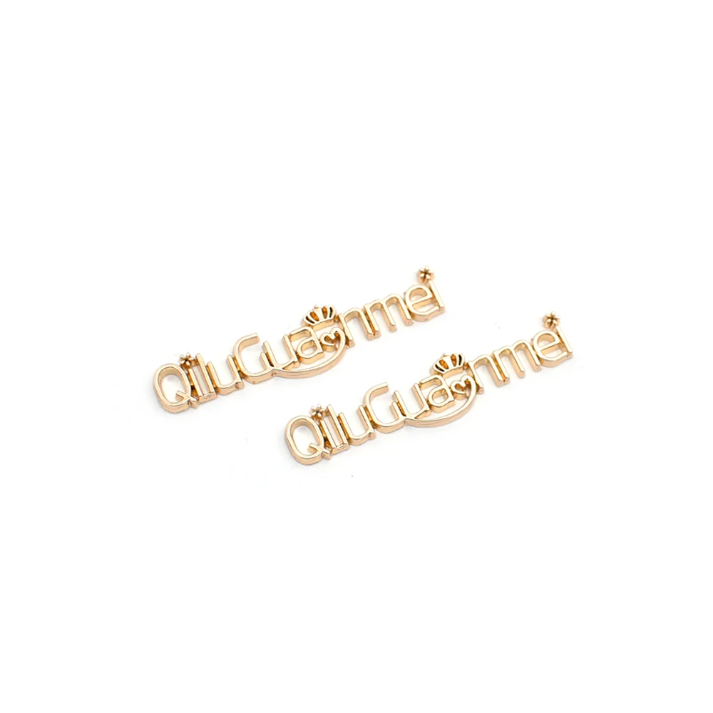 Badge Sticker Brand Gold Letter Bag Clothing Garment Custom Metal Label Tag for Purse Wallet