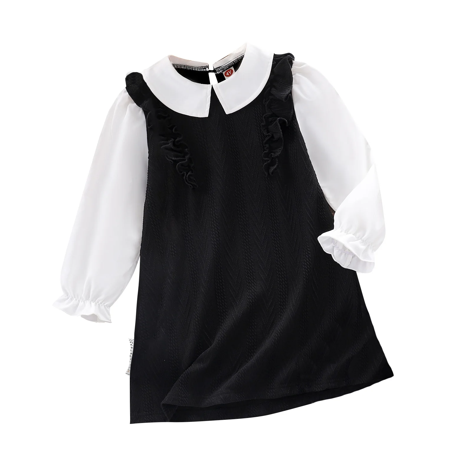 Factory Direct Sale 2024 Autumn New trend Lovely girl dress Long sleeve Stitched knit dress