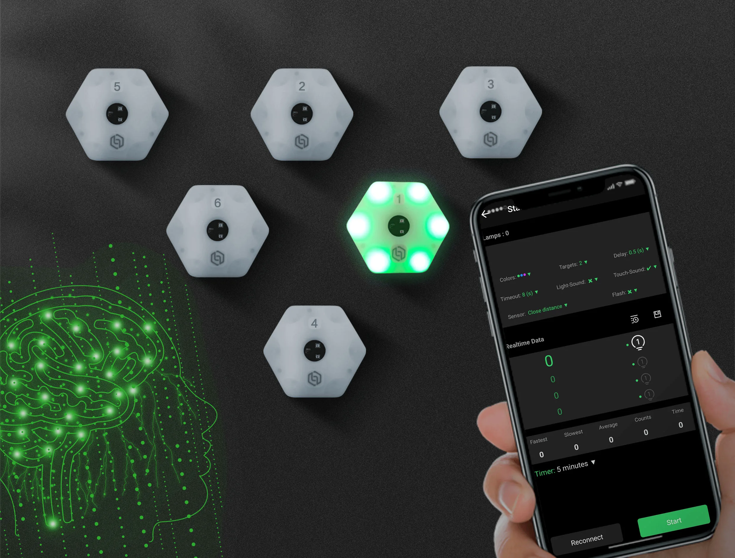 dropshipping High quality hot selling speed response training system motion sensor reaction light 6lights+app