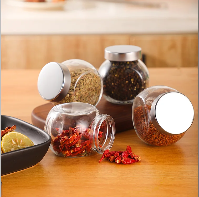 Hot Selling  Rotate Lid candy jar Kitchen jars for spices Spice Seasoning Bottle Jar