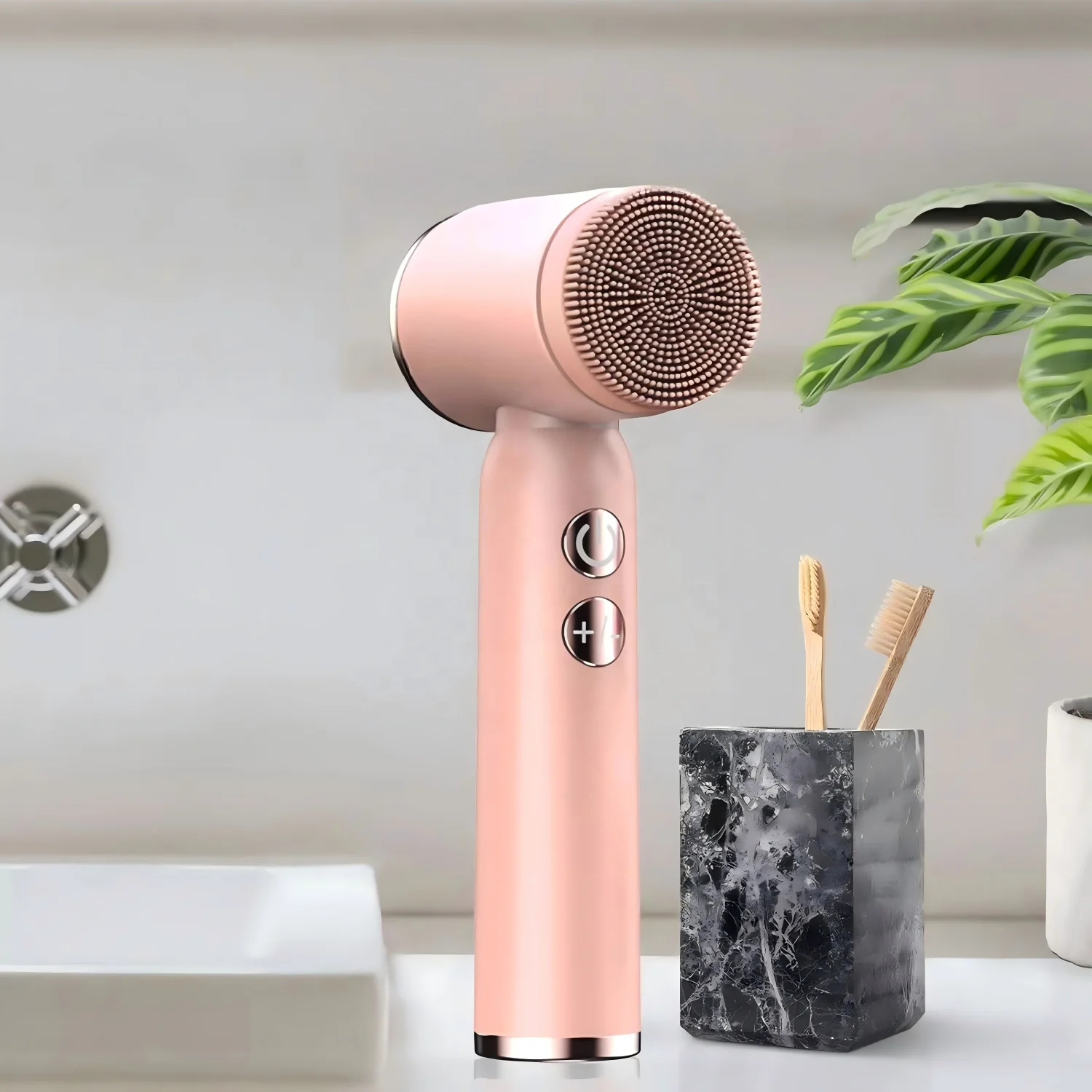 Facial Cleansing Brush Rechargeable IPX6 Waterproof with 6 Brush Heads Face Sonic & Rotation Deep Wash Brush Massager Skin Care