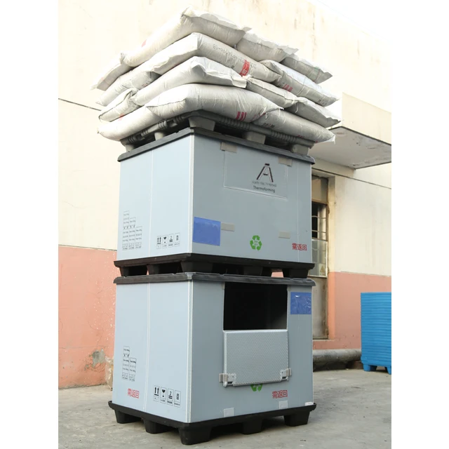 
Heavy Duty HDPE Mesh Collapsible Folding Stackable Plastic Pallet Box in Guangdong 