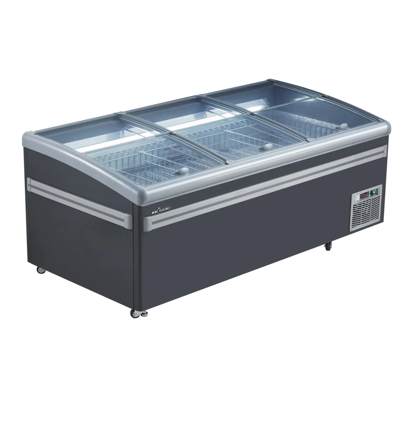 
SUILING Supermarket 3 door glass top island freezer showcase / meat freezer display model WD4-670D 