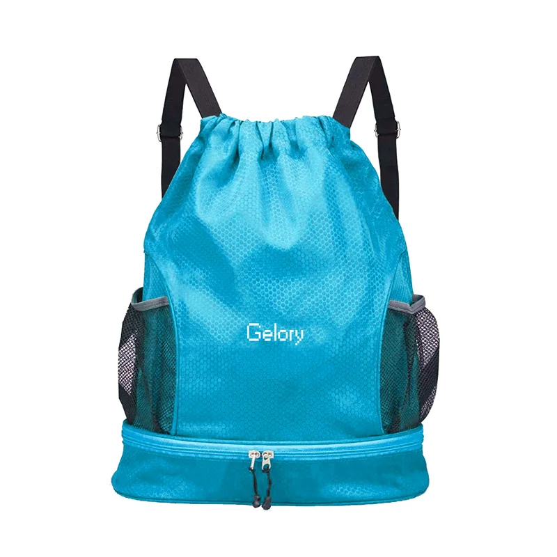 Dry Wet Separation Backpack Bag With Shoe Compartment Heavy Duty String Bag Sports Beach Bag Backpack