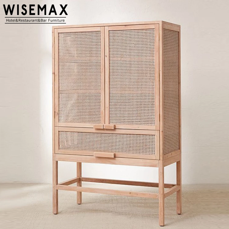 
Solid Wood Frame Storage Cabinet Rattan Door Design Living Room Shoe Marte Storage Cabinet For Sale 