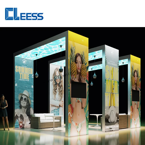 Custom Big Beauty Exhibition Booth Displays Arch Type Modular Movie Posters Light Box Display
