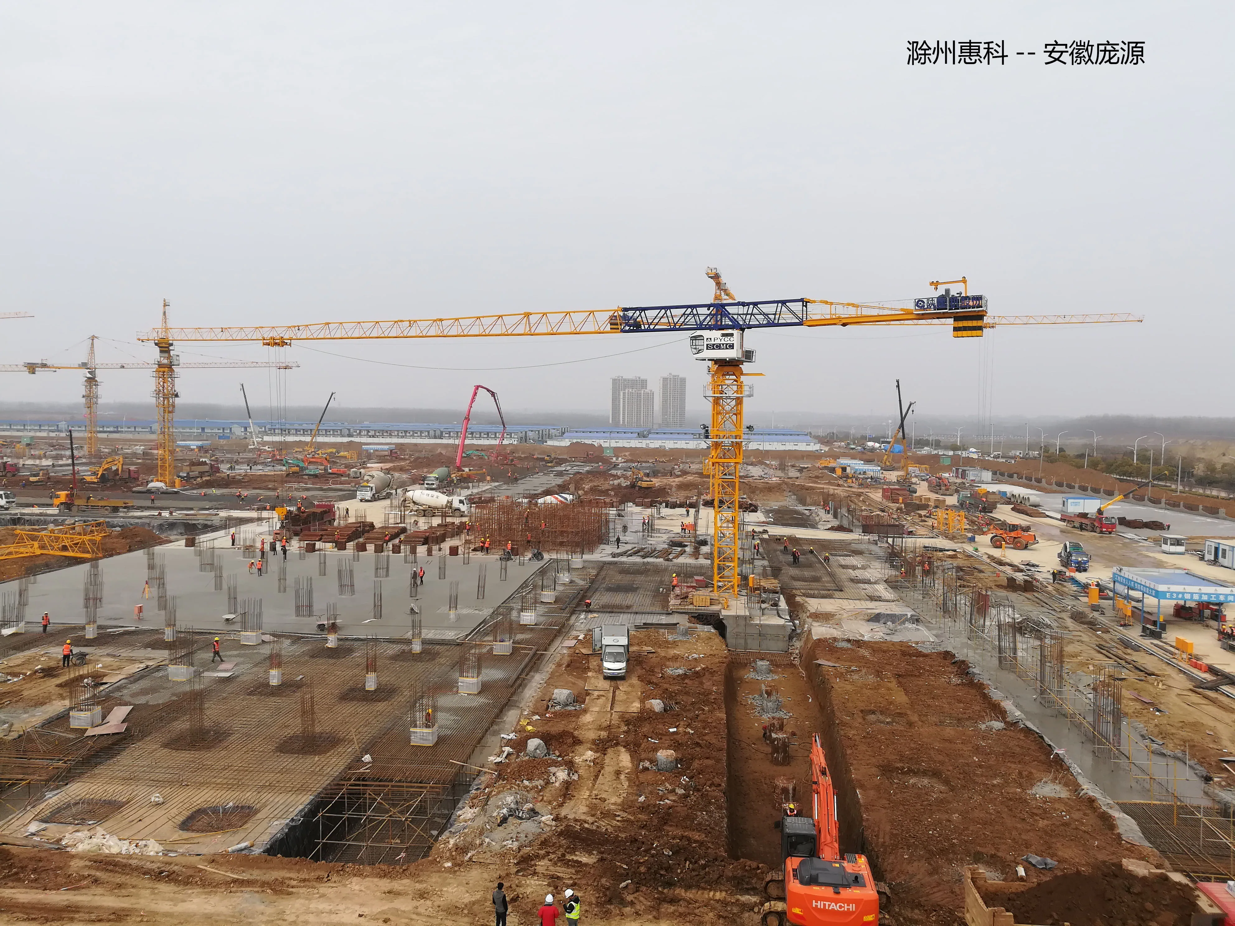 China Hydraulic Flat Top Tower Crane 16T Capacity 62.8M working Height