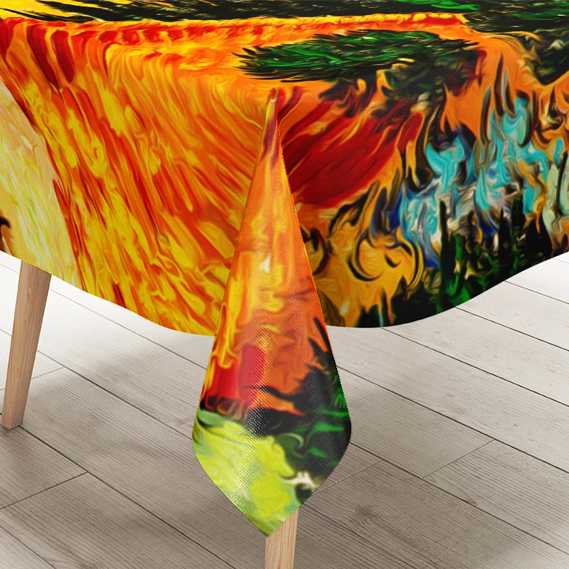 Beautiful Color Combination Pattern Polyester Tablecloths Creating Happy Atmosphere Table Cover for Special Days